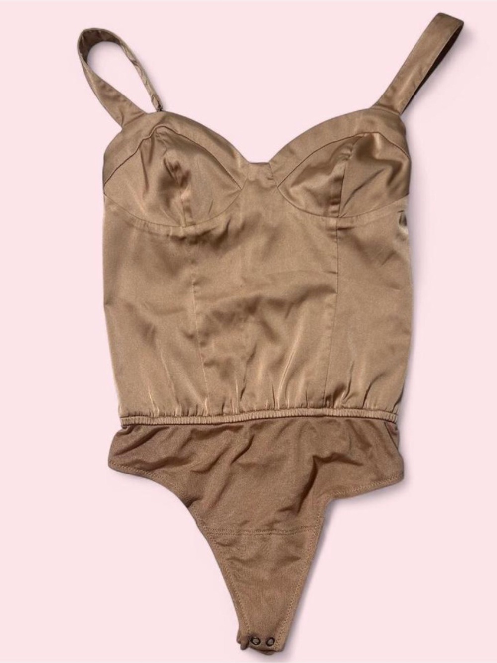 Abercrombie & Fitch Taupe Satin-Look Bodysuit Tank